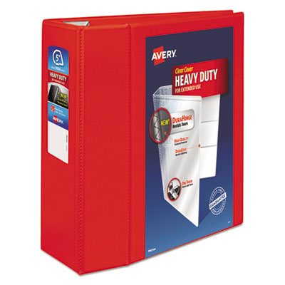 AVERY PRODUCTS CORPORATION Heavy-Duty View Binder with DuraHinge and Locking One Touch EZD Rings, 3 Rings, 5" Capacity, 11 x 8.5, Red