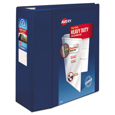 AVERY PRODUCTS CORPORATION Heavy-Duty View Binder with DuraHinge and Locking One Touch EZD Rings, 3 Rings, 5" Capacity, 11 x 8.5, Navy Blue