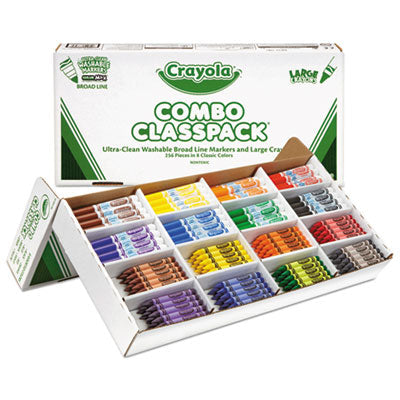 BINNEY & SMITH / CRAYOLA Crayon and Ultra-Clean Washable Marker Classpack, 8 Colors, 128 Each Crayons/Markers, 256/Box - OrdermeInc