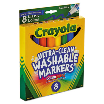 BINNEY & SMITH / CRAYOLA Ultra-Clean Washable Markers, Broad Bullet Tip, Assorted Colors, 8/Pack - OrdermeInc