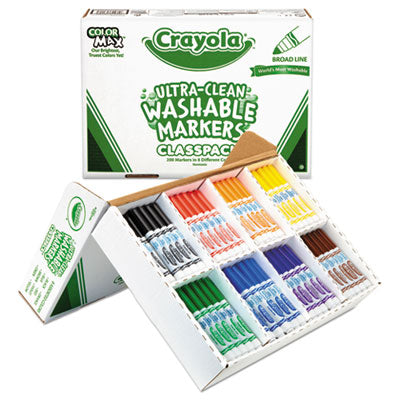 BINNEY & SMITH / CRAYOLA Ultra-Clean Washable Marker Classpack, Broad Bullet Tip, 8 Assorted Colors, 200/Box - OrdermeInc