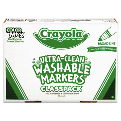 BINNEY & SMITH / CRAYOLA Ultra-Clean Washable Marker Classpack, Broad Bullet Tip, 8 Assorted Colors, 200/Box - OrdermeInc