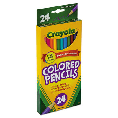 BINNEY & SMITH / CRAYOLA Long-Length Colored Pencil Set, 3.3 mm, 2B, Assorted Lead and Barrel Colors, 24/Pack - OrdermeInc