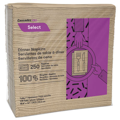 Select Dinner Napkins, 1-Ply, 16 x 15.5, Natural, 250/Pack, 12 Packs/Carton OrdermeInc OrdermeInc