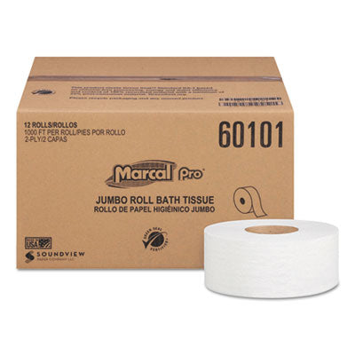 Marcal PRO™ 100% Recycled Bathroom Tissue, Septic Safe, 2-Ply, White, 3.3" x 1,000 ft, 12 Rolls/Carton OrdermeInc OrdermeInc