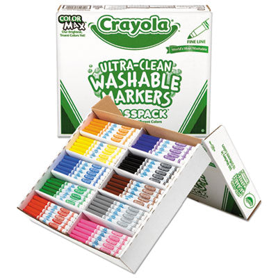 BINNEY & SMITH / CRAYOLA Ultra-Clean Washable Marker Classpack, Fine Bullet Tip, 10 Assorted Colors, 200/Pack - OrdermeInc