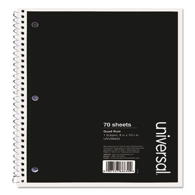 Wirebound Notebook, 1-Subject, Quadrille Rule (4 sq/in), Black Cover, (70) 10.5 x 8 Sheets OrdermeInc OrdermeInc