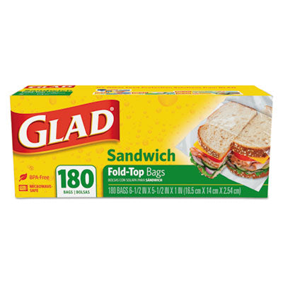 CLOROX SALES CO. Fold-Top Sandwich Bags, 6.5" x 5.5", Clear, 180/Box, 12 Boxes/Carton - OrdermeInc