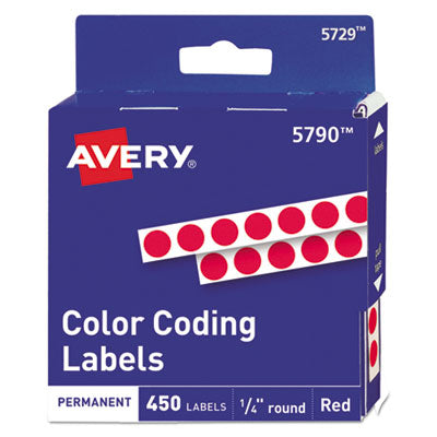 Handwrite-Only Permanent Self-Adhesive Round Color-Coding Labels in Dispensers, 0.25" dia, Red, 450/Roll, (5790) OrdermeInc OrdermeInc