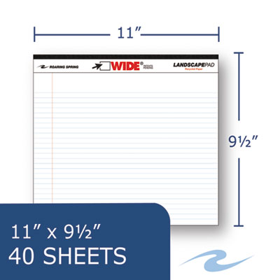 WIDE Landscape Format Writing Pad, Unpunched with Standard Back, Medium/College Rule, 40 White 11 x 9.5 Sheets OrdermeInc OrdermeInc