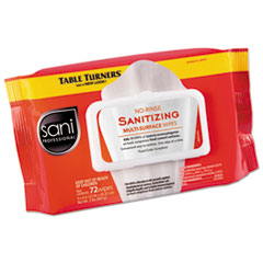 Sani Professional® No-Rinse Sanitizing Multi-Surface Wipes, 1-Ply, 8 x 9, Unscented, White, 72 Wipes/Pack, 12 Packs/Carton - OrdermeInc