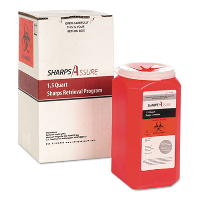 Sharps Assure Sharps Retrieval Program Containers, 1.5 qt, Plastic, Red OrdermeInc OrdermeInc