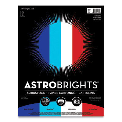 Astrobrights® Color Cardstock - "Patriotic" Assortment, 65 lb Cover Weight, 8.5 x 11, Assorted Patriotic Colors, 100/Pack OrdermeInc OrdermeInc