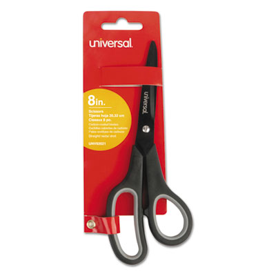 UNIVERSAL OFFICE PRODUCTS Industrial Carbon Blade Scissors, 8" Long, 3.5" Cut Length, Black/Gray Straight Handle - OrdermeInc