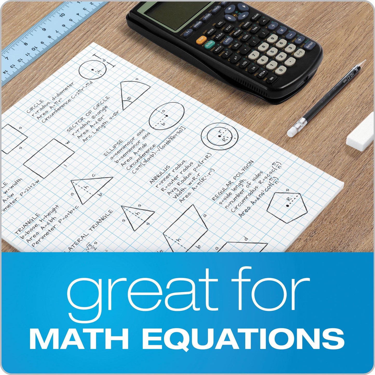 Cross Section Pads, Cross-Section Quadrille Rule (8 sq/in, 1 sq/in), 50 White 8.5 x 11 Sheets OrdermeInc OrdermeInc