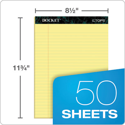 Docket Ruled Perforated Pads, Wide/Legal Rule, 50 Canary-Yellow 8.5 x 11.75 Sheets, 12/Pack OrdermeInc OrdermeInc