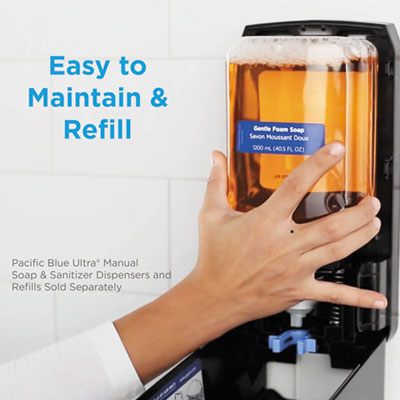 Pacific Blue Ultra Foam Hand Sanitizer Refill For Manual Dispensers, 1,000 mL, Fragrance-Free, 4/Carton OrdermeInc OrdermeInc