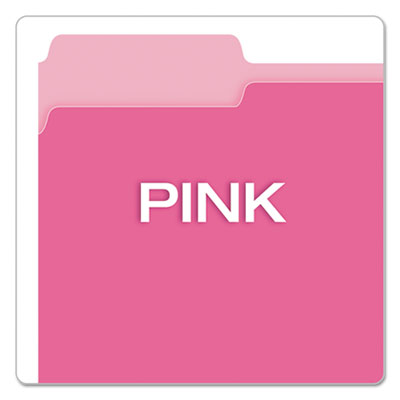 TOPS BUSINESS FORMS Colored File Folders, 1/3-Cut Tabs: Assorted, Letter Size, Pink/Light Pink, 100/Box - OrdermeInc