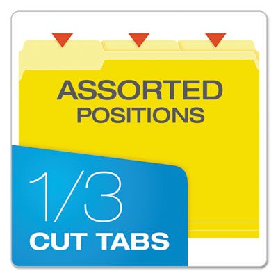 TOPS BUSINESS FORMS Colored File Folders, 1/3-Cut Tabs: Assorted, Letter Size, Yellow/Light Yellow, 100/Box - OrdermeInc