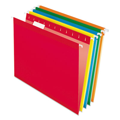 TOPS BUSINESS FORMS Colored Reinforced Hanging Folders, Letter Size, 1/5-Cut Tabs, Assorted Bright Colors, 25/Box - OrdermeInc