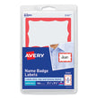 AVERY PRODUCTS CORPORATION Printable Adhesive Name Badges, 3.38 x 2.33, Red Border, 100/Pack
