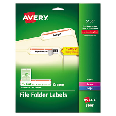 Permanent TrueBlock File Folder Labels with Sure Feed Technology, 0.66 x 3.44, White, 30/Sheet, 25 Sheets/Pack OrdermeInc OrdermeInc
