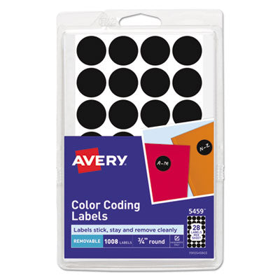 Handwrite Only Self-Adhesive Removable Round Color-Coding Labels, 0.75" dia, Black, 28/Sheet, 36 Sheets/Pack, (5459) OrdermeInc OrdermeInc