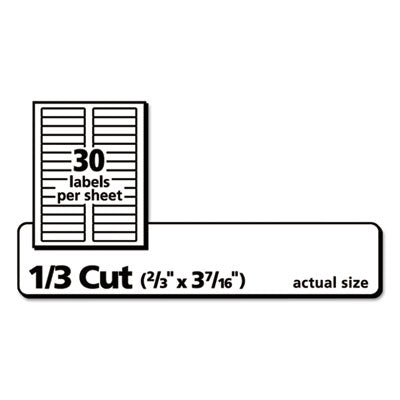 AVERY PRODUCTS CORPORATION Permanent TrueBlock File Folder Labels with Sure Feed Technology, 0.66 x 3.44, White, 30/Sheet, 60 Sheets/Box