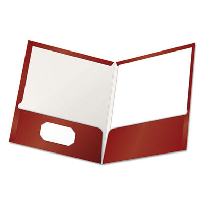 Oxford™ High Gloss Laminated Paperboard Folder, 100-Sheet Capacity, 11 x 8.5, Crimson, 25/Box OrdermeInc OrdermeInc