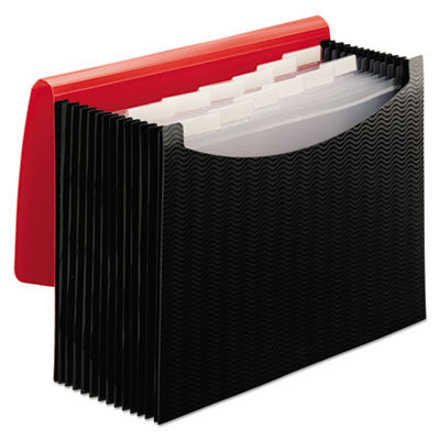 12-Pocket Poly Expanding File, 0.88" Expansion, 12 Sections, Cord/Hook Closure, 1/6-Cut Tabs, Letter Size, Black/Red OrdermeInc OrdermeInc