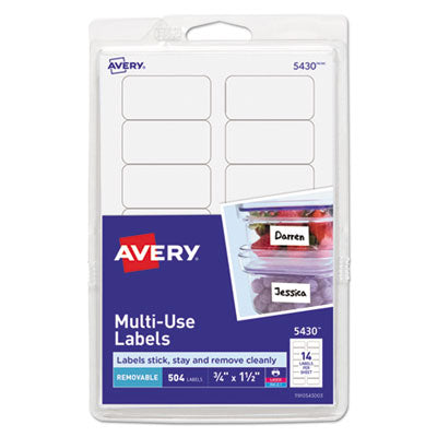 Removable Multi-Use Labels, Inkjet/Laser Printers, 0.75 x 1.5, White, 14/Sheet, 36 Sheets/Pack, (5430) - OrdermeInc