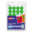 AVERY PRODUCTS CORPORATION Printable Self-Adhesive Removable Color-Coding Labels, 0.75" dia, Green, 24/Sheet, 42 Sheets/Pack, (5463)