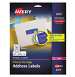 AVERY PRODUCTS CORPORATION Vibrant Laser Color-Print Labels w/ Sure Feed, 0.75 x 2.25, White, 750/PK