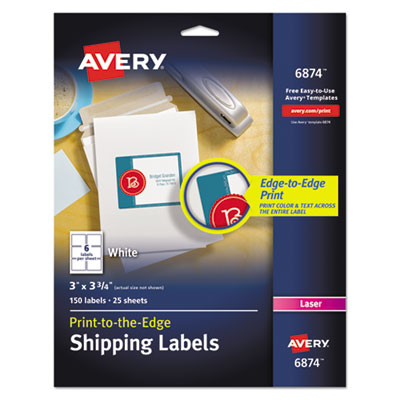 AVERY PRODUCTS CORPORATION Vibrant Laser Color-Print Labels w/ Sure Feed, 3 x 3.75, White, 150/PK