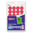 Printable Self-Adhesive Removable Color-Coding Labels, 0.75" dia, Red, 24/Sheet, 42 Sheets/Pack, (5466)