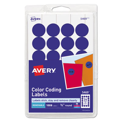 Printable Self-Adhesive Removable Color-Coding Labels, 0.75" dia, Dark Blue, 24/Sheet, 42 Sheets/Pack, (5469) OrdermeInc OrdermeInc