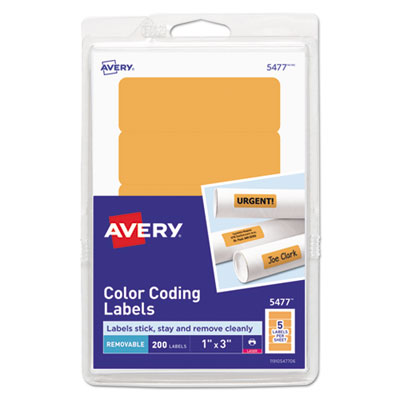 Printable Self-Adhesive Removable Color-Coding Labels, 1 x 3, Neon Orange, 5/Sheet, 40 Sheets/Pack, (5477) OrdermeInc OrdermeInc