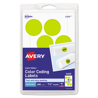 Printable Self-Adhesive Removable Color-Coding Labels, 1.25" dia, Neon Yellow, 8/Sheet, 50 Sheets/Pack, (5499) OrdermeInc OrdermeInc