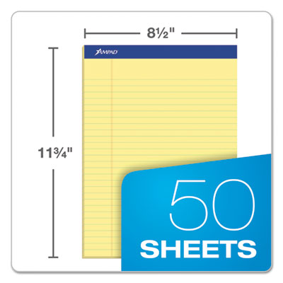 Recycled Writing Pads, Wide/Legal Rule, Politex Green Kelsu Headband, 50 Canary-Yellow 8.5 x 11.75 Sheets, Dozen OrdermeInc OrdermeInc