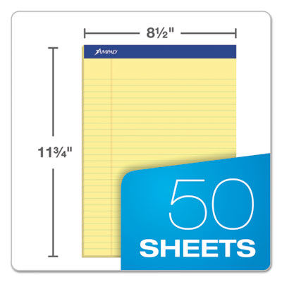 Perforated Writing Pads, Wide/Legal Rule, 50 Canary-Yellow 8.5 x 11.75 Sheets, Dozen OrdermeInc OrdermeInc