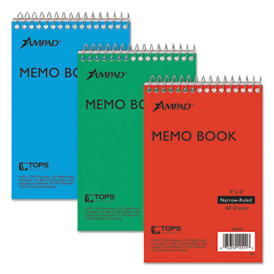 Memo Pads, Narrow Rule, Assorted Cover Colors, 40 White 4 x 6 Sheets, 3/Pack OrdermeInc OrdermeInc