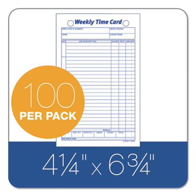 Weekly Employee Time Cards, One Side, 4.25 x 6.75, 100/Pack OrdermeInc OrdermeInc