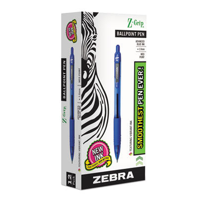 Z-Grip Ballpoint Pen, Retractable, Medium 1 mm, Blue Ink, Translucent Blue/Blue Barrel, 12/Pack OrdermeInc OrdermeInc
