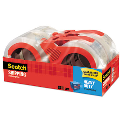 3850 Heavy-Duty Packaging Tape with Dispenser, 3" Core, 1.88" x 54.6 yds, Clear, 4/Pack - OrdermeInc