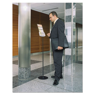 Sherpa Infobase Sign Stand, Acrylic/Metal, 40" to 60" High, Gray OrdermeInc OrdermeInc