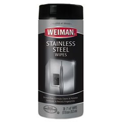 WEIMAN® Stainless Steel Wipes, 1-Ply, 7 x 8, White, 30/Canister - OrdermeInc