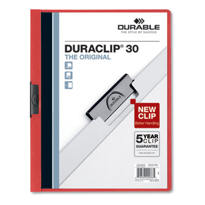 Durable® DuraClip Report Cover, Clip Fastener, 8.5 x 11 , Clear/Red, 25/Box OrdermeInc OrdermeInc