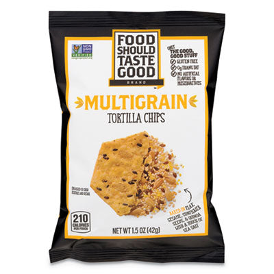 FOOD SHOULD TASTE GOOD Tortilla Chips, Multigrain with Sea Salt, 1.5 oz, 24/Carton