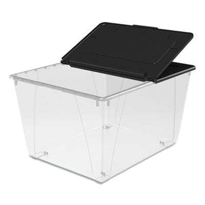 Storage Tote, 16 gal, 22.7" x 18.25" x 12.86", Clear/Black OrdermeInc OrdermeInc