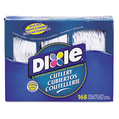 Dixie® Combo Pack, Tray with White Plastic Utensils, 56 Forks, 56 Knives, 56 Spoons, 6 Packs OrdermeInc OrdermeInc